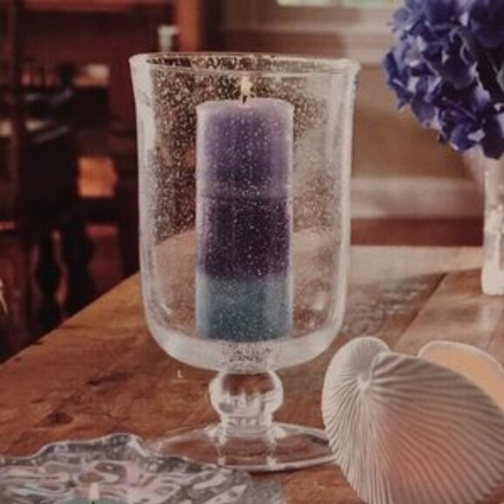 New Partylite Coastal Lights Hurricane P9359 Bubble Glass Large Pillar Holder